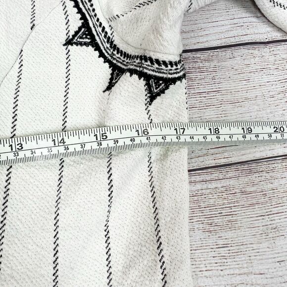 Gianni Bini Ivory/ Black Embroidery Tianna Stretch Dress Stripe Boho Size M - Picture 10 of 11